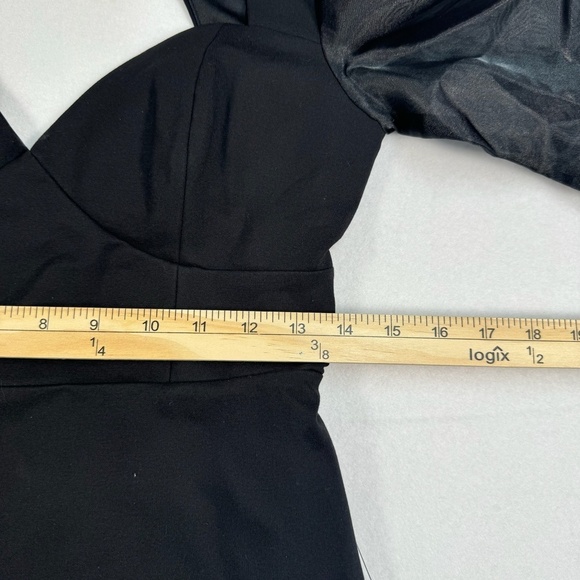 Lulus Black Bodycon Mini Dress Womens Size Medium Balloon Sleeve NWT Open Back - Picture 6 of 12